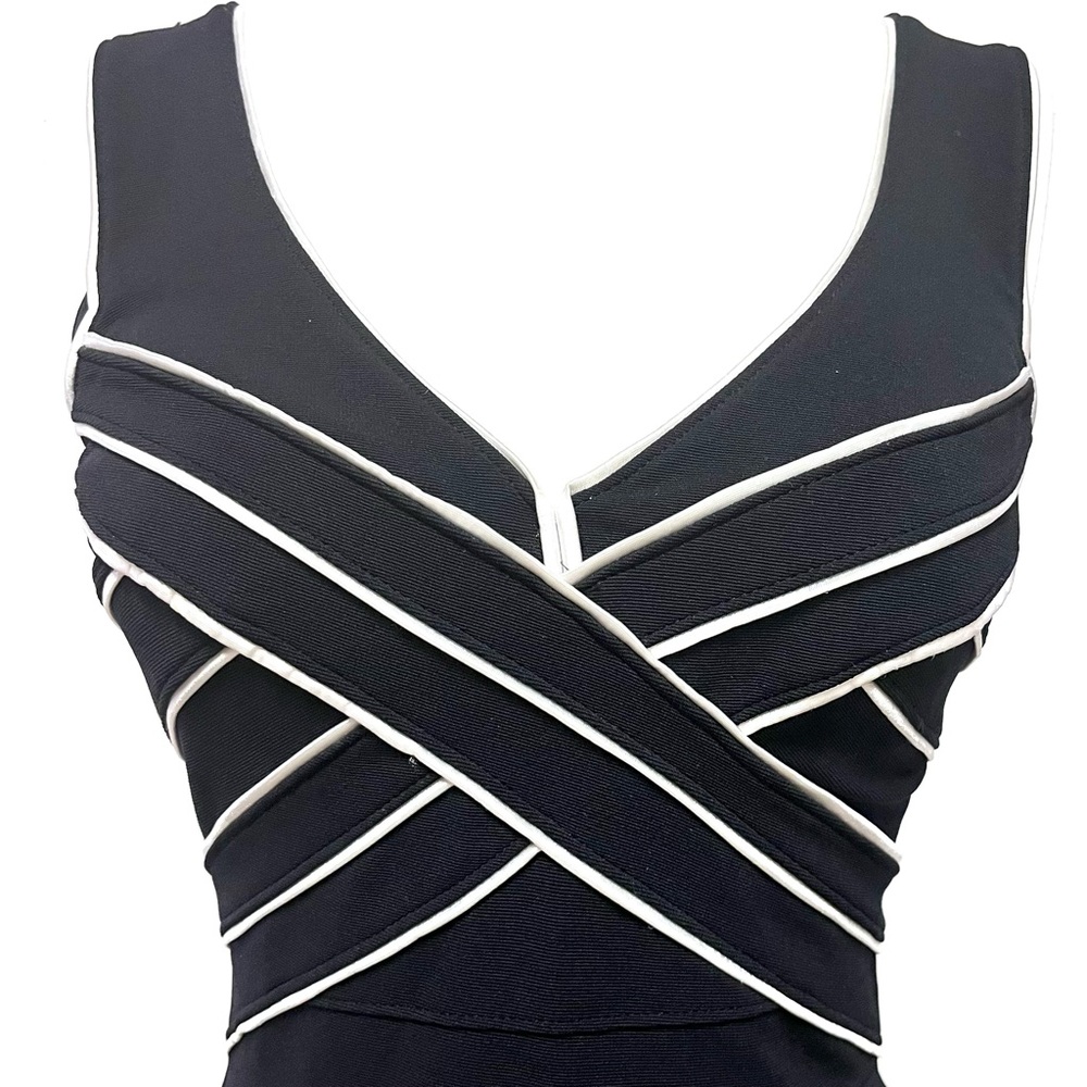 Tadashi Shoji Vintage Bodycon Bandage Cocktail Dress LBD Size Small Y2K USA Made - Picture 3 of 8